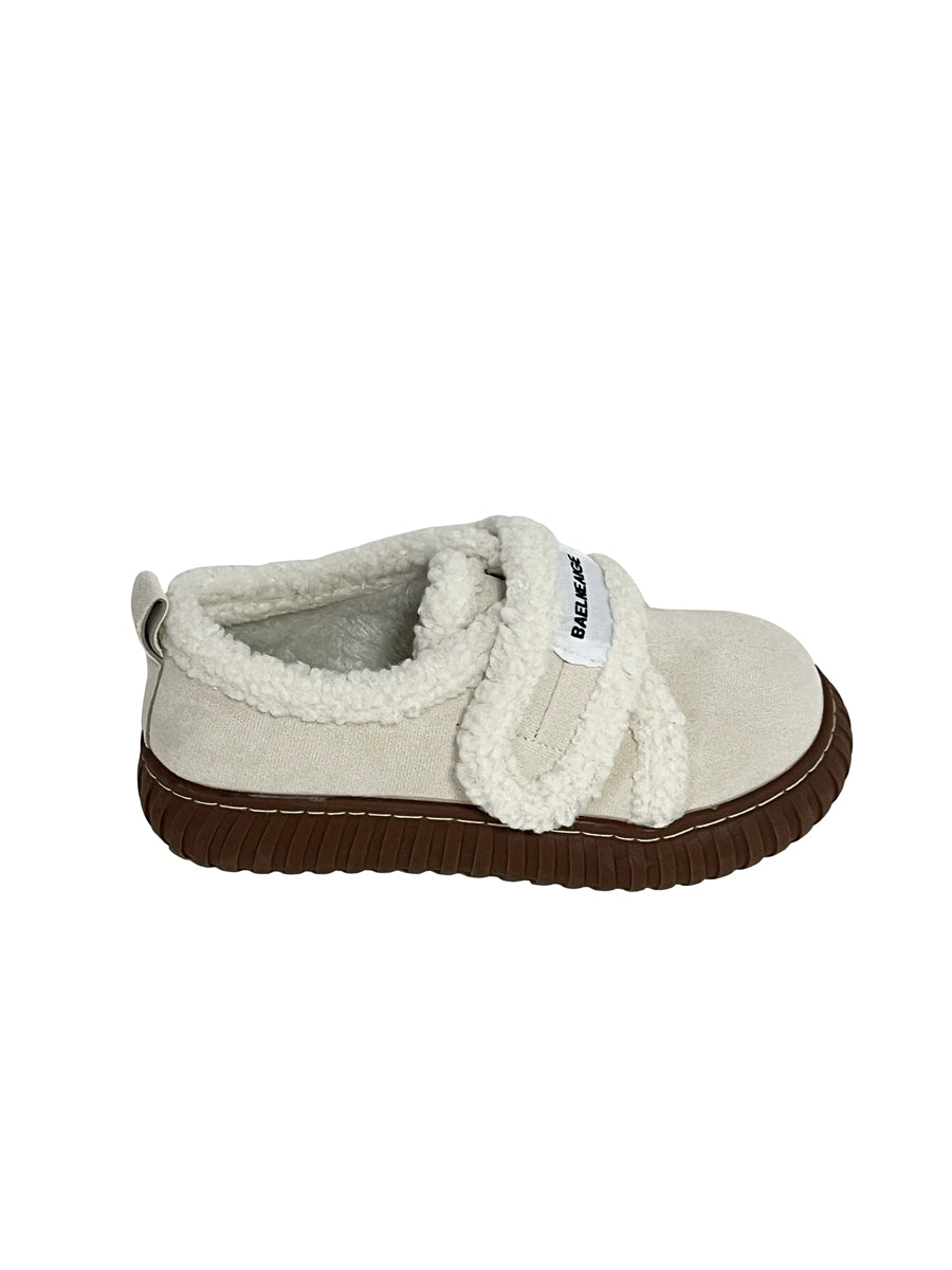Small Yellow Peach Niche Lamb Wool Cotton-Padded Shoes with Velvet Female 2023 Autumn and Winter New Outdoor Non Slip Velcro Bread Shoes
