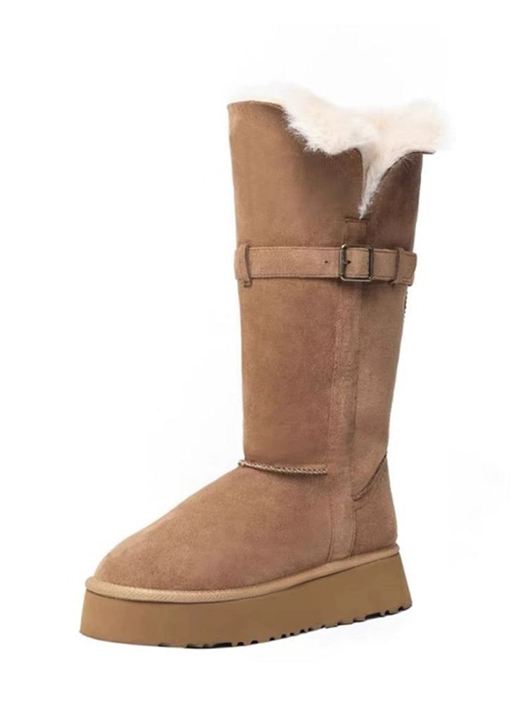 Snow Boots for Women 2023 New Winter Fancy Belt Buckle Two-Way Wear Boots Warm Northeast Furry Boots