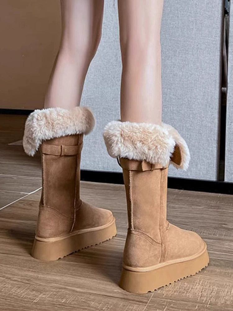 Snow Boots for Women 2023 New Winter Fancy Belt Buckle Two-Way Wear Boots Warm Northeast Furry Boots
