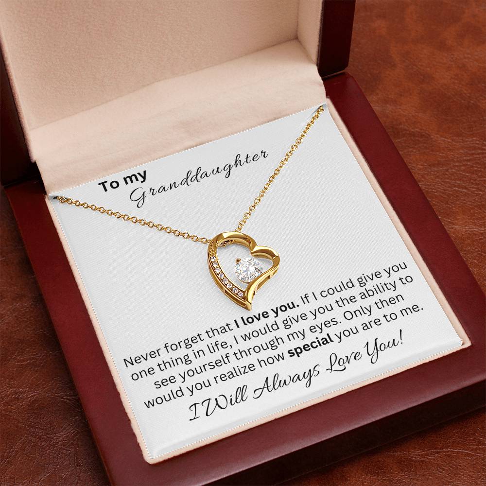 Granddaughter Forever Love Necklace - Granddaughter Gifts From Grandpa Grandma, Granddaughter birthday Card Gifts To My Granddaughter Graduation Pendant Jewelry with Message Card and Gift Box