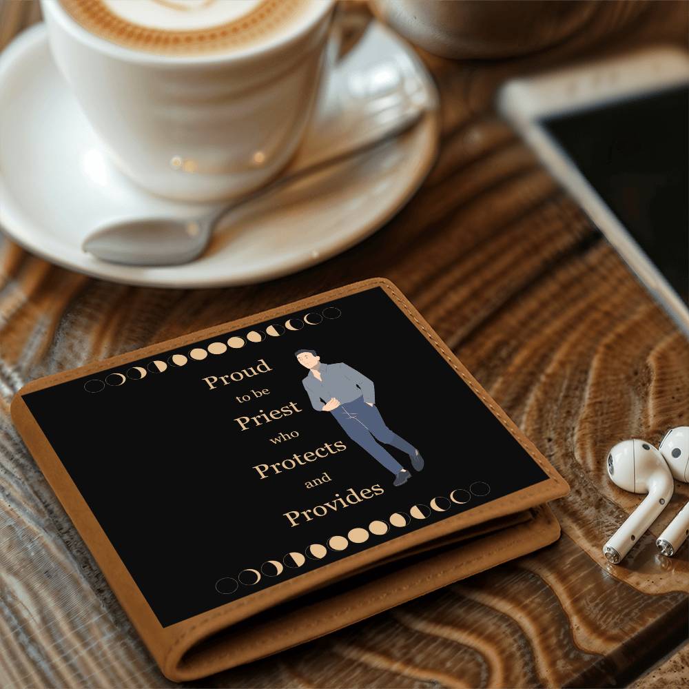 Proud To Be Priest Who Protects and Provides Wallet - Great gift for Father's Day, Birthdays, "Because I Love You" Days or any Celebration.