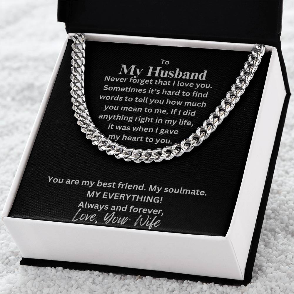 (Selling Fast) Never Forget I Love You - Husband - Cuban Link Chain