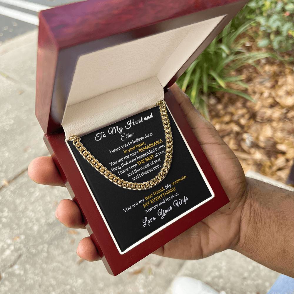Personalize It - The Cuban Link Chain - A Great Christmas, Anniversary, Recommitment To Love, Birthday and Just Because I Love You Gift. Make his wish come true!!!