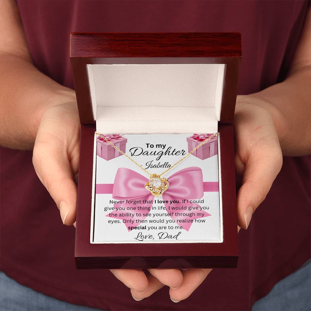 To My Daughter, Love Knot Necklace, Christmas, Birthday, Valentine's Day, Jewish Holiday Gifts, Wedding, Anniversary, All Cultural Celebrations