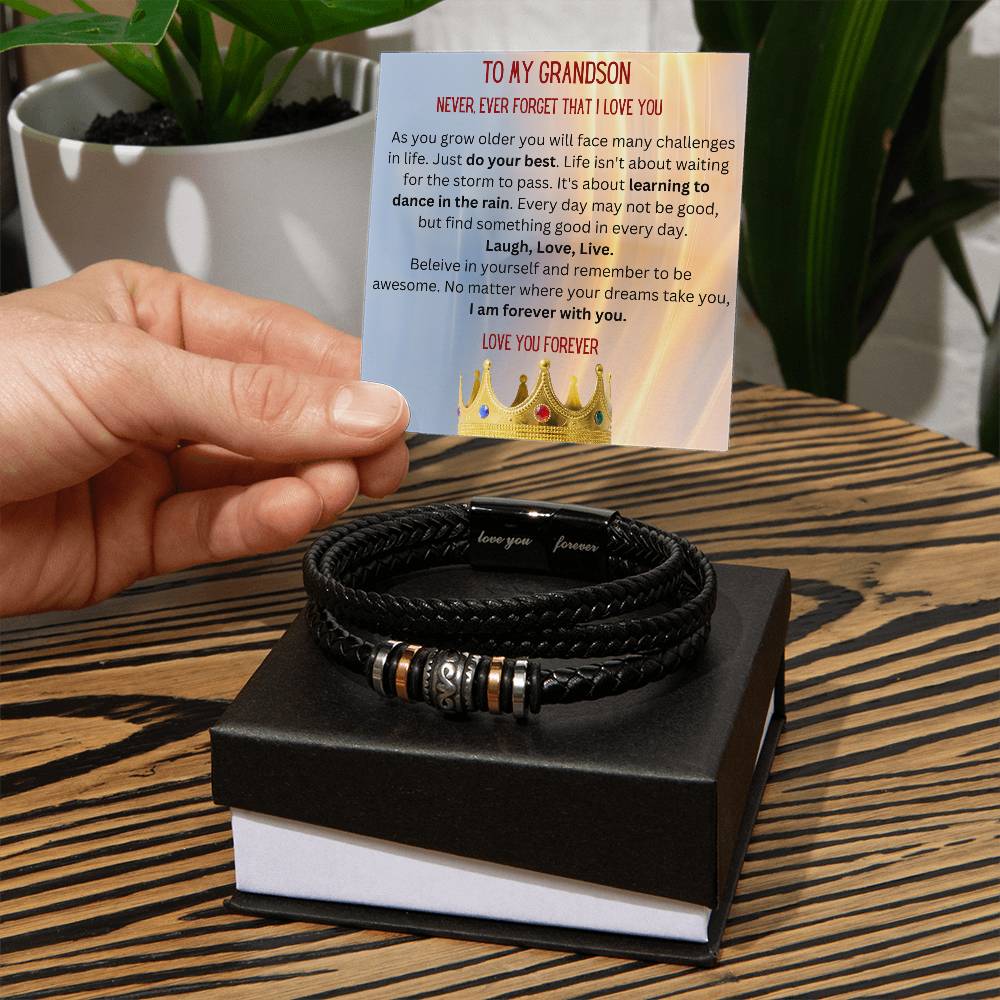 To My Grandson Bracelet, Makes a great gift to celebrate Christmas, graduation, Hanukkah or other celebration