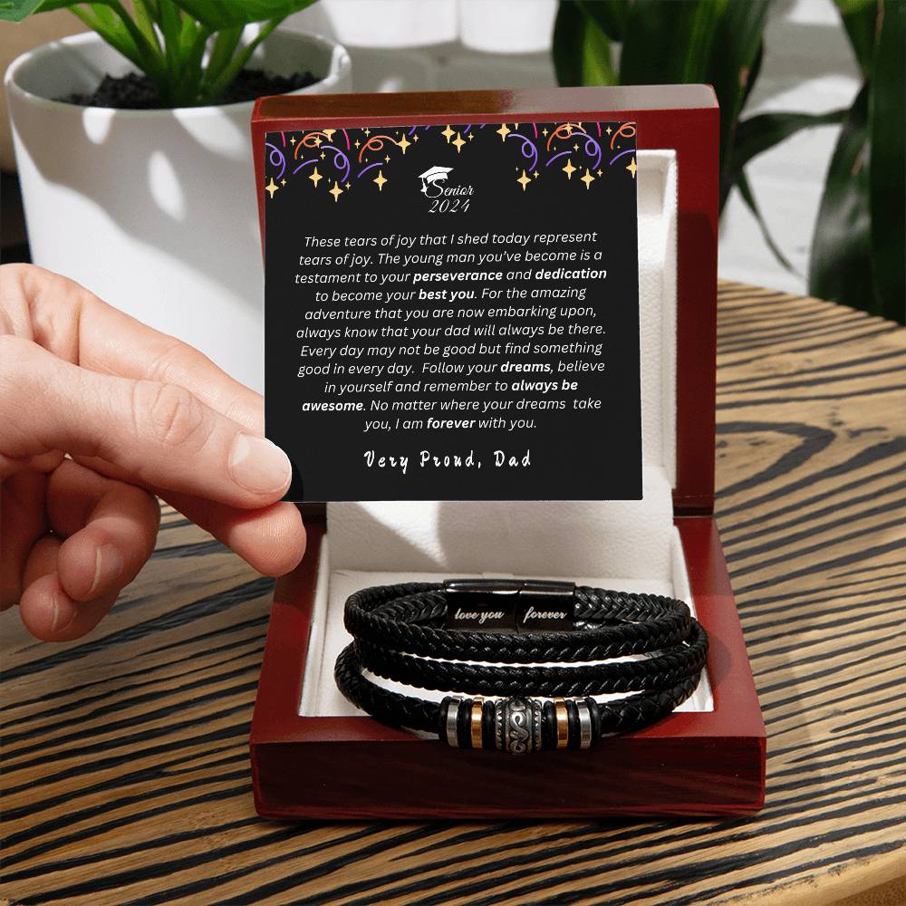A Man's Man Love You Forever Bracelet to My Son From Dad for Your Graduation.