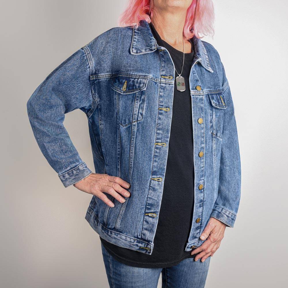 Oversized Women's DTG Denim Jacket - I'm Not Good Because Life Is Good. Life Is Good Because I'm Good!