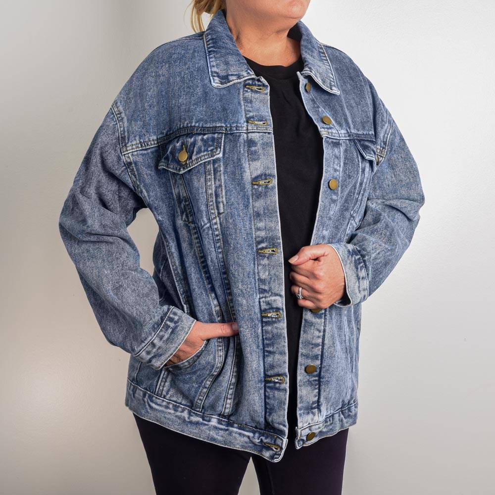 Oversized Women's DTG Denim Jacket - I'm Not Good Because Life Is Good. Life Is Good Because I'm Good!