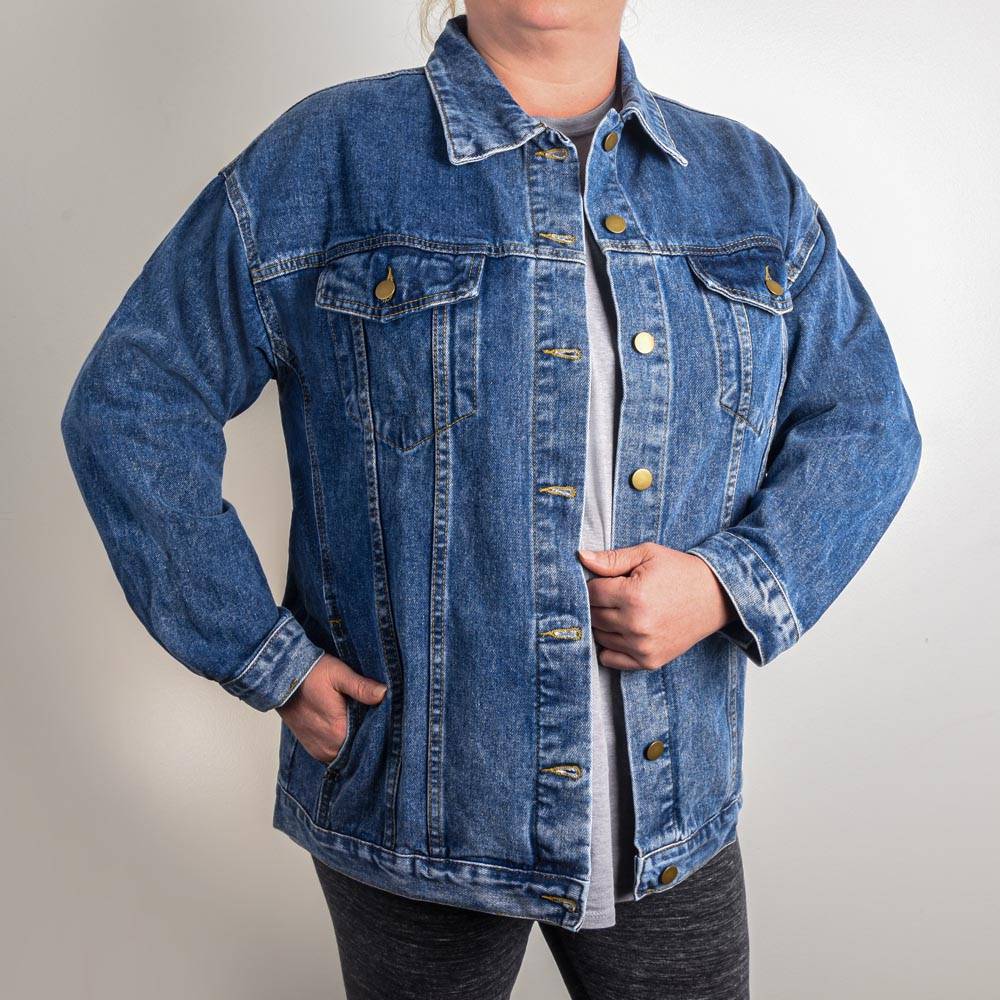 Oversized Women's DTG Denim Jacket - I'm Not Good Because Life Is Good. Life Is Good Because I'm Good!