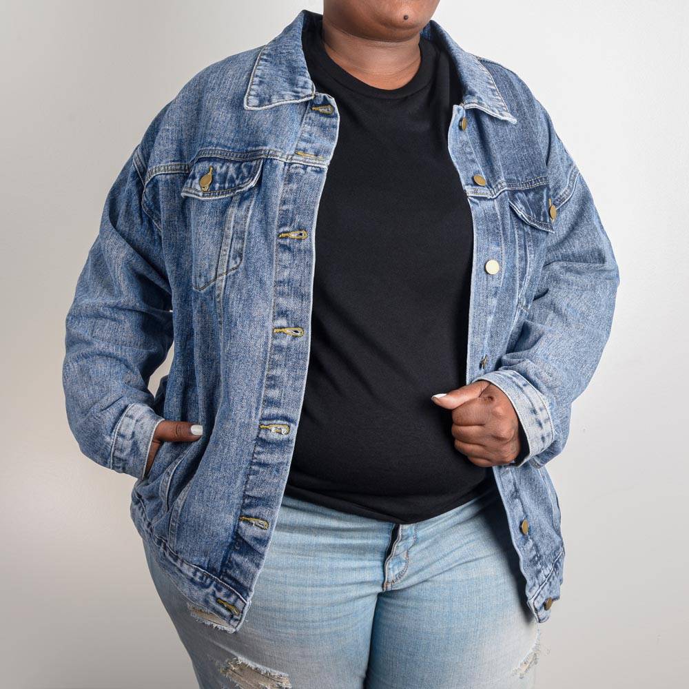 Oversized Women's DTG Denim Jacket - I'm Not Good Because Life Is Good. Life Is Good Because I'm Good!