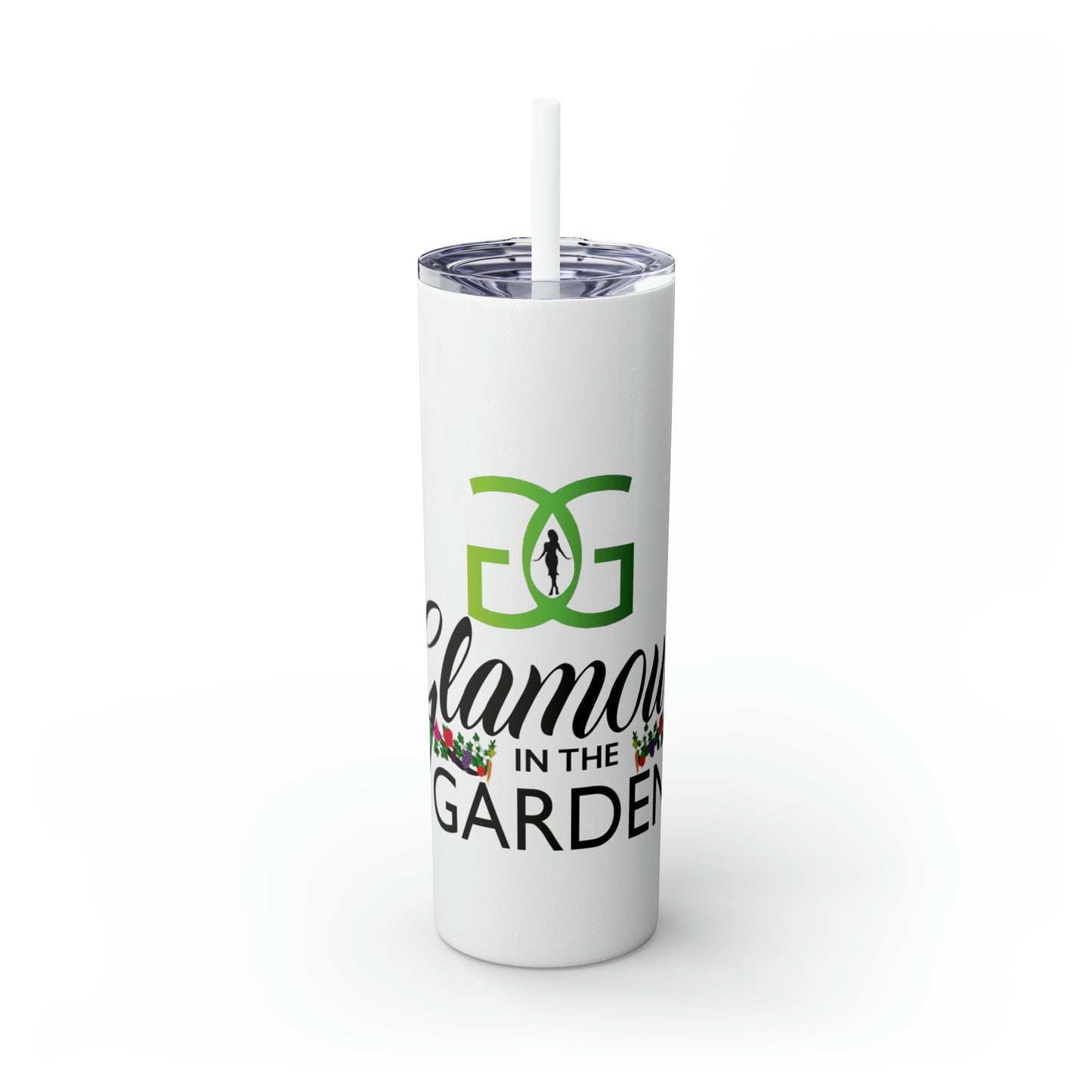 Glamour In The Garden Skinny Tumbler with Straw, 20oz