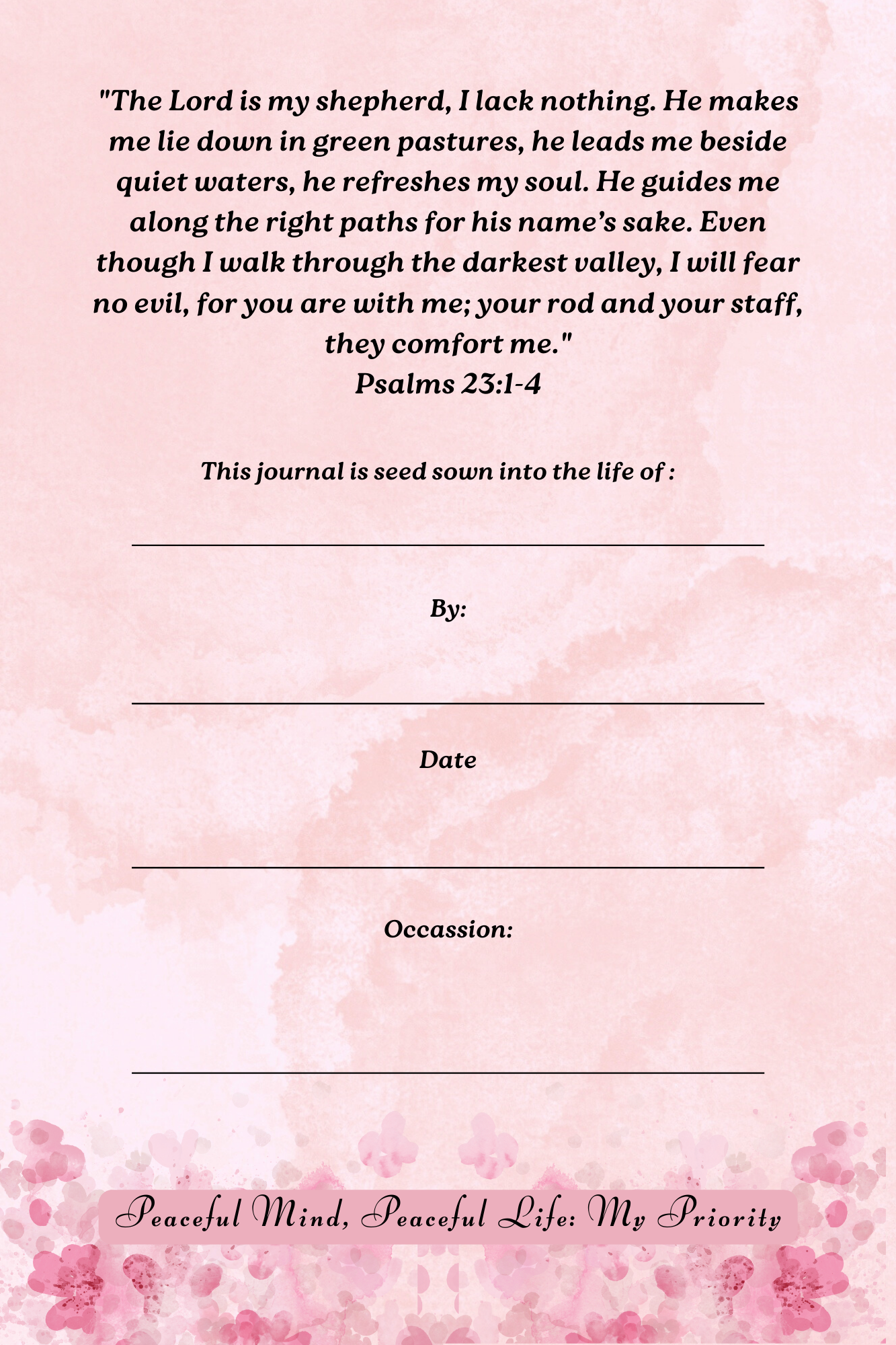 My Peace My Priority Journal