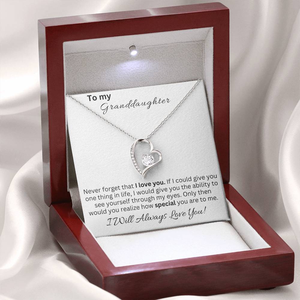 Granddaughter Forever Love Necklace - Granddaughter Gifts From Grandpa Grandma, Granddaughter birthday Card Gifts To My Granddaughter Graduation Pendant Jewelry with Message Card and Gift Box
