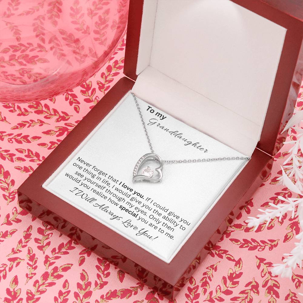 Granddaughter Forever Love Necklace - Granddaughter Gifts From Grandpa Grandma, Granddaughter birthday Card Gifts To My Granddaughter Graduation Pendant Jewelry with Message Card and Gift Box