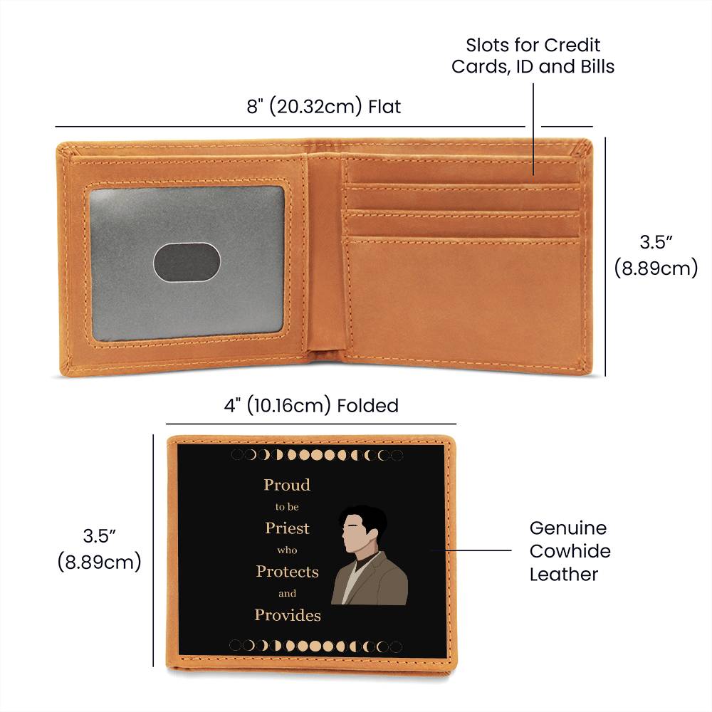 Proud To Be Priest Who Protects and Provides Wallet - Great gift for Father's Day, Birthdays, "Because I Love You" Days or any Celebration