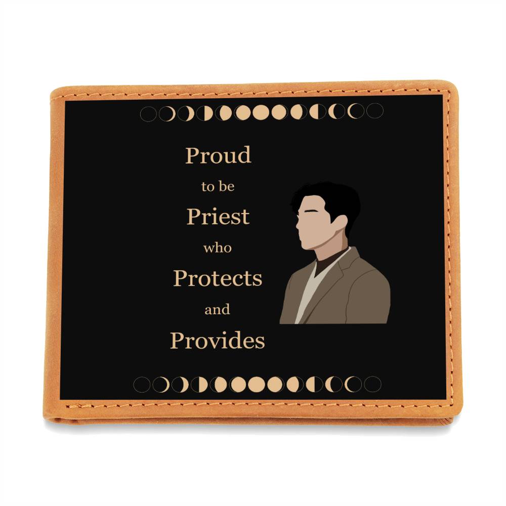 Proud To Be Priest Who Protects and Provides Wallet - Great gift for Father's Day, Birthdays, "Because I Love You" Days or any Celebration