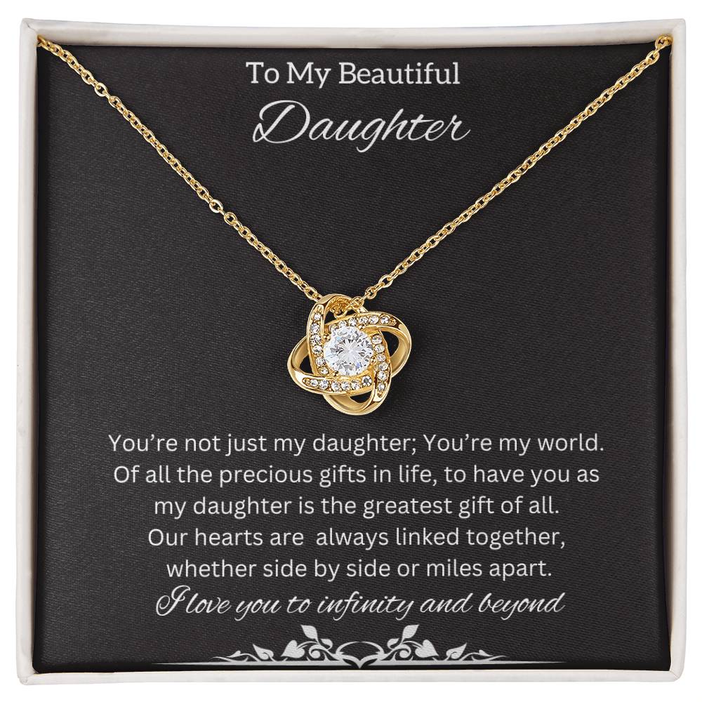To My Beautiful Daughter Necklace | An Adorable Cute  Love Knot Necklace that is Perfect for Birthdays, And Holidays Gift