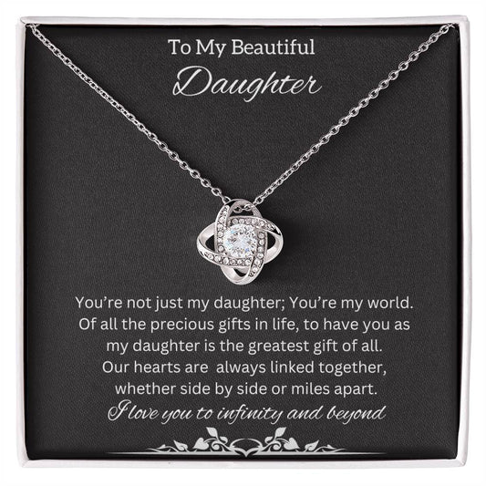 To My Beautiful Daughter Necklace | An Adorable Cute  Love Knot Necklace that is Perfect for Birthdays, And Holiday Gifts