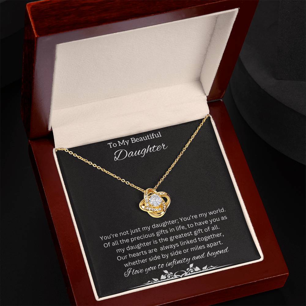 To My Beautiful Daughter Necklace | An Adorable Cute  Love Knot Necklace that is Perfect for Birthdays, And Holidays Gift