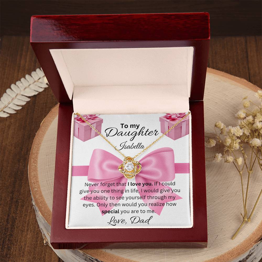 To My Daughter, Love Knot Necklace, Christmas, Birthday, Valentine's Day, Jewish Holiday Gifts, Wedding, Anniversary, All Cultural Celebrations