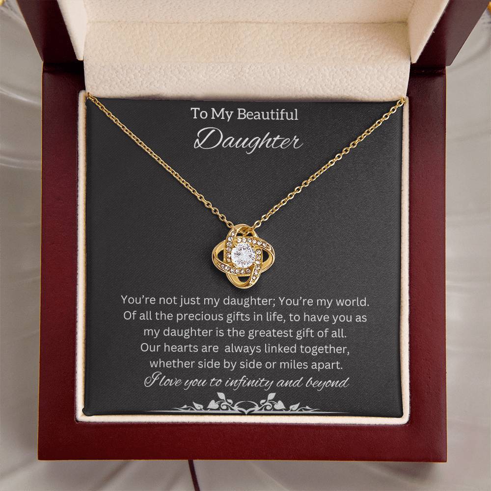 To My Beautiful Daughter Necklace | An Adorable Cute  Love Knot Necklace that is Perfect for Birthdays, And Holidays Gift