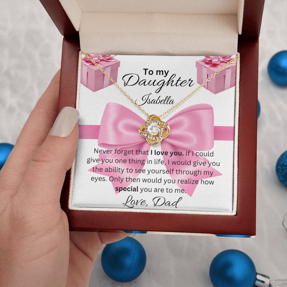 To My Daughter, Love Knot Necklace, Christmas, Birthday, Valentine's Day, Jewish Holiday Gifts, Wedding, Anniversary, All Cultural Celebrations