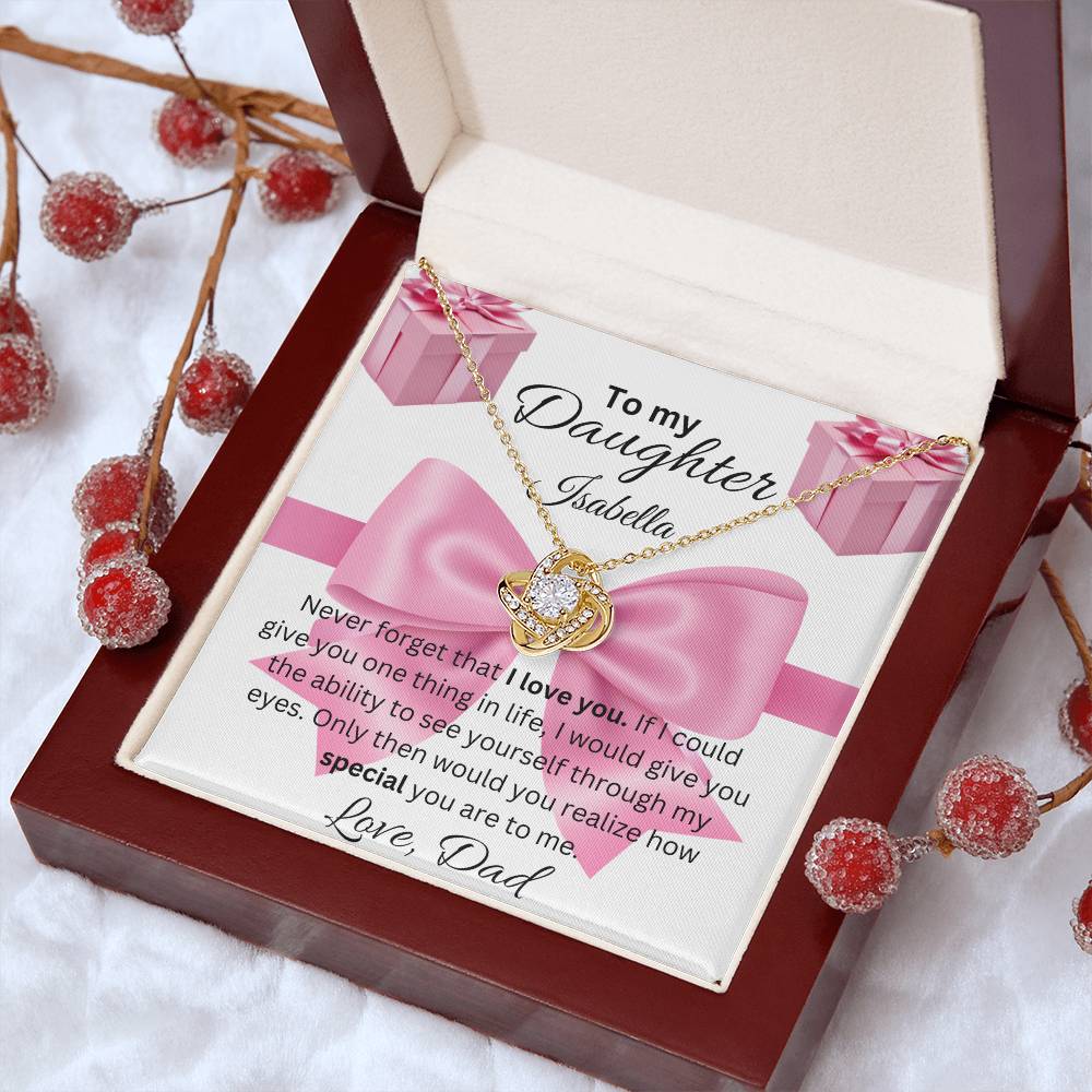 To My Daughter, Love Knot Necklace, Christmas, Birthday, Valentine's Day, Jewish Holiday Gifts, Wedding, Anniversary, All Cultural Celebrations