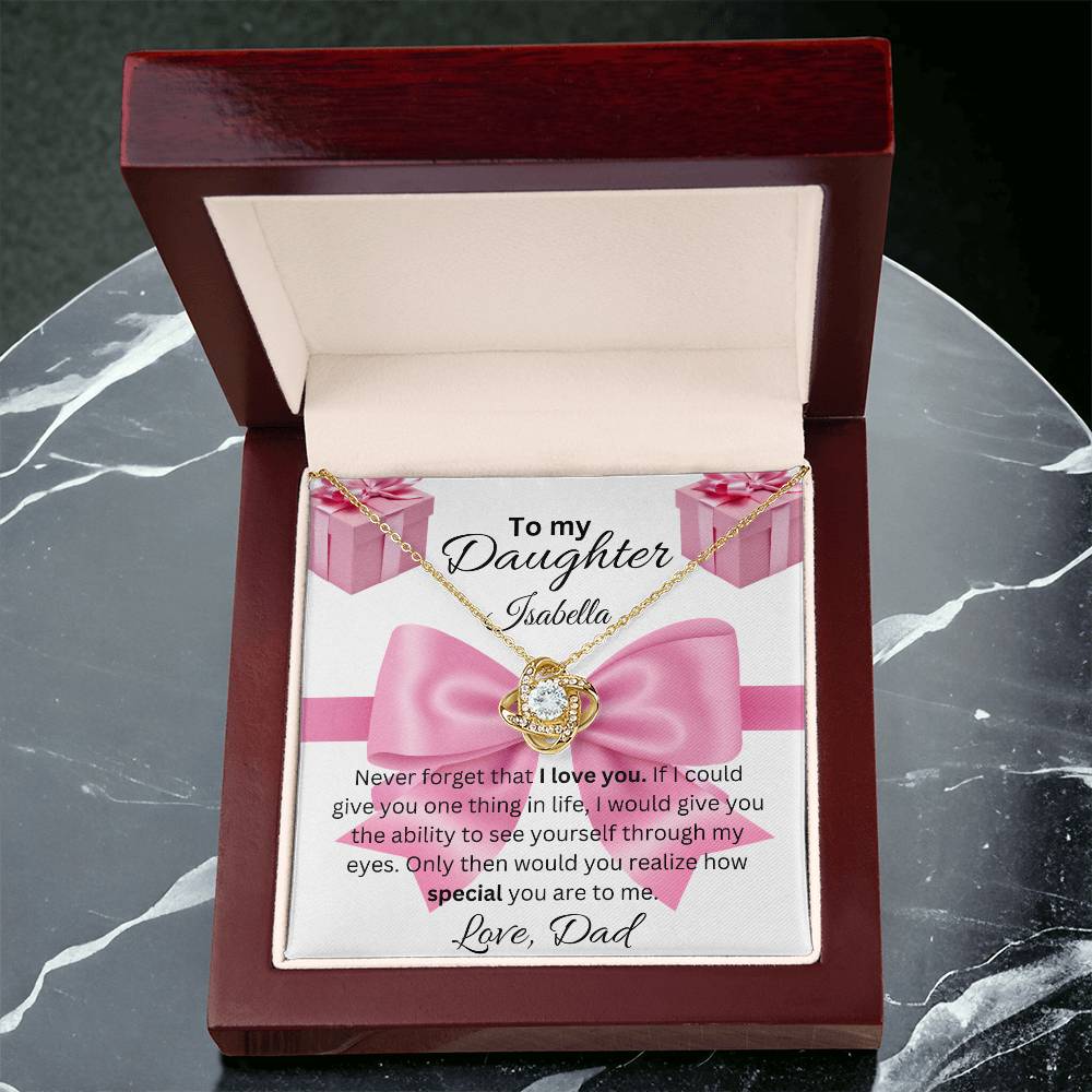 To My Daughter, Love Knot Necklace, Christmas, Birthday, Valentine's Day, Jewish Holiday Gifts, Wedding, Anniversary, All Cultural Celebrations