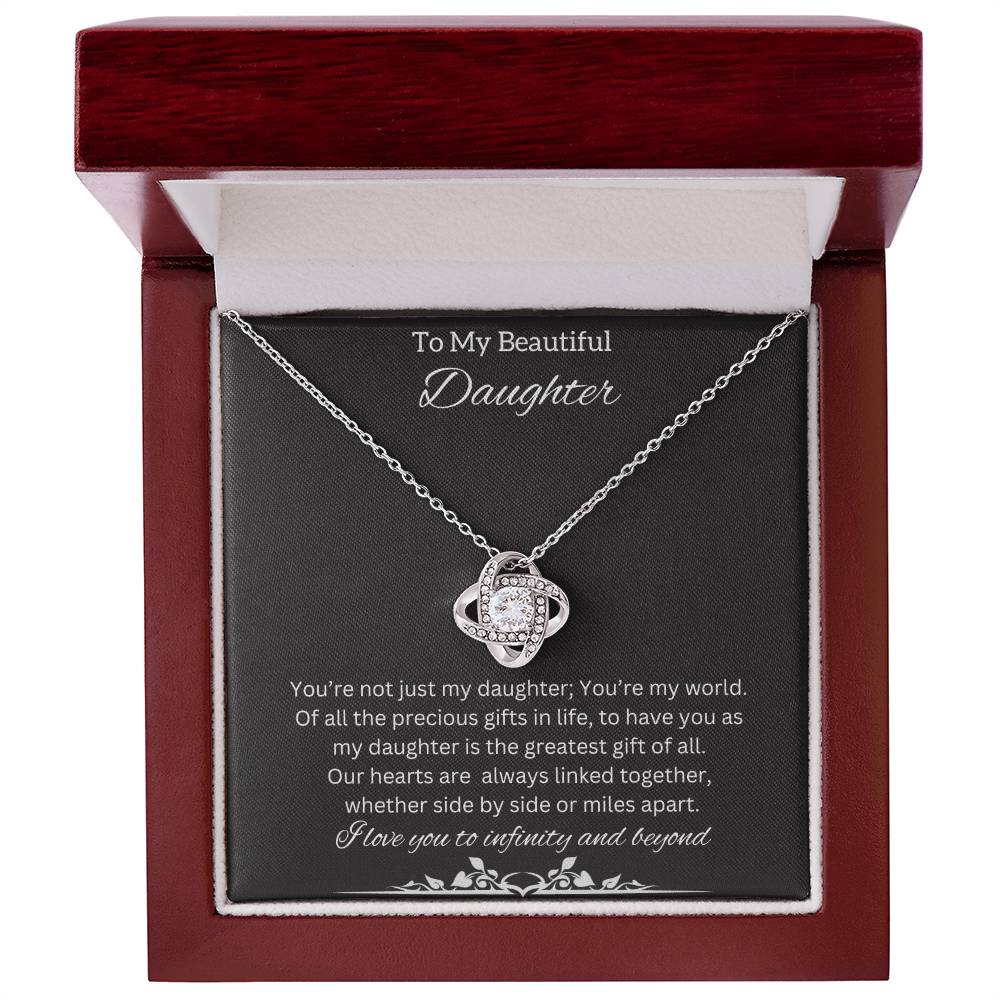 To My Beautiful Daughter Necklace | An Adorable Cute  Love Knot Necklace that is Perfect for Birthdays, And Holidays Gift