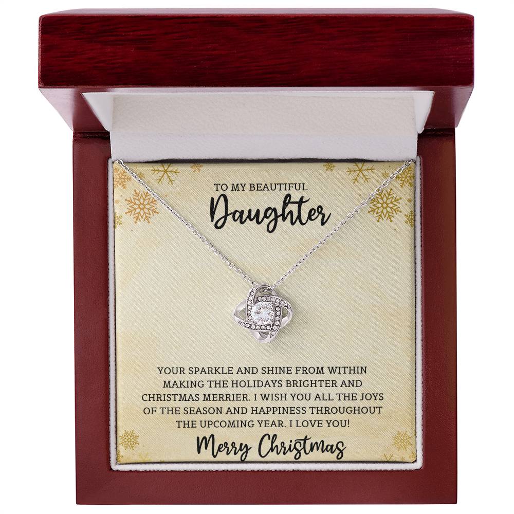 To My Beautiful Daughter | Merry Christmas | Love Knot Necklace