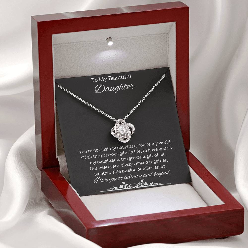 To My Beautiful Daughter Necklace | An Adorable Cute  Love Knot Necklace that is Perfect for Birthdays, And Holidays Gift