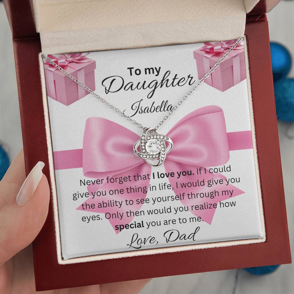 To My Daughter, Love Knot Necklace, Christmas, Birthday, Valentine's Day, Jewish Holiday Gifts, Wedding, Anniversary, All Cultural Celebrations