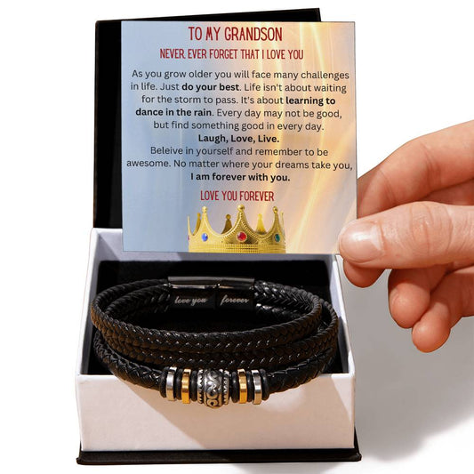 To My Grandson Bracelet, Makes a great gift to celebrate Christmas, graduation, Hanukkah or other celebration