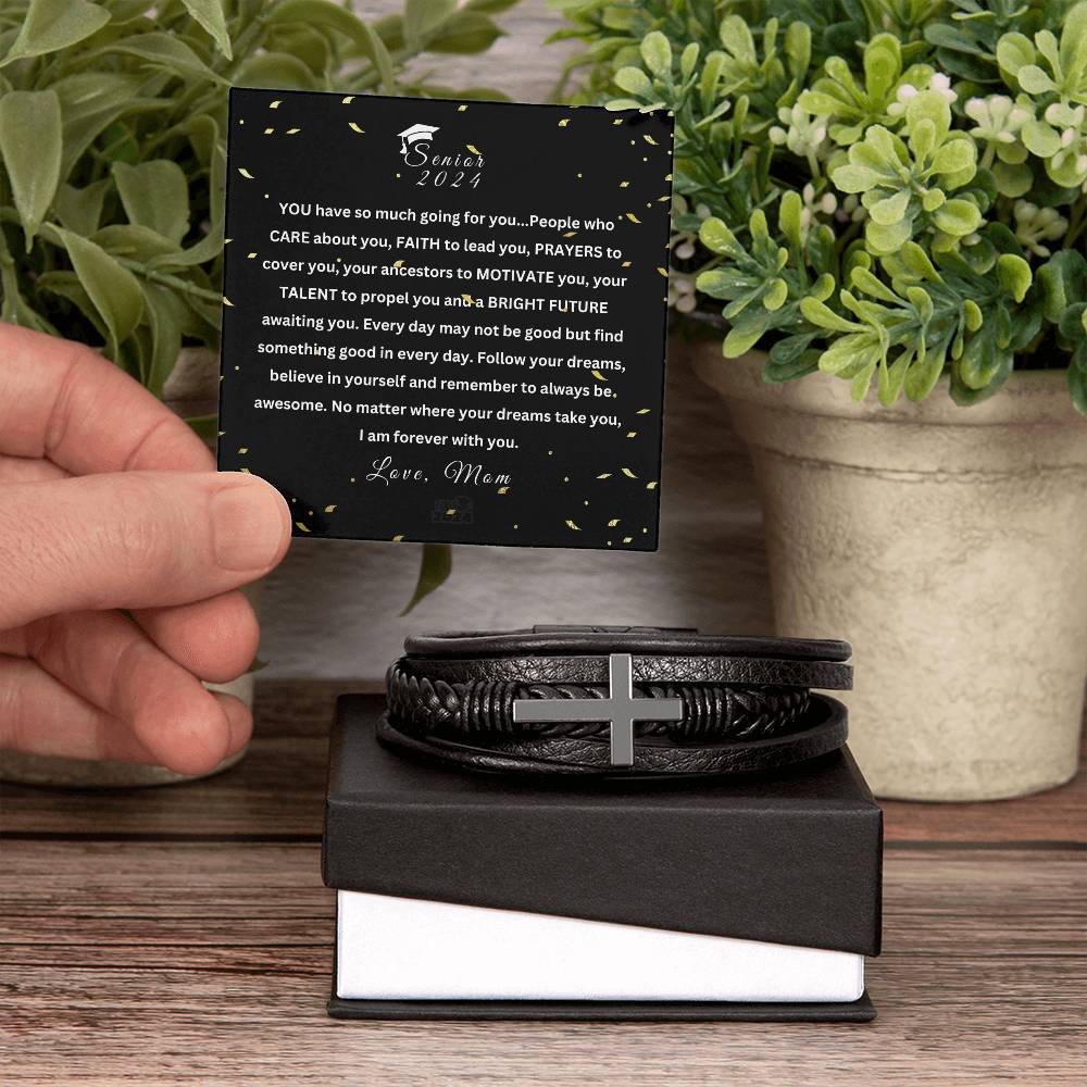 A Man's Cross Bracelet for My Son The Graduate From Mom