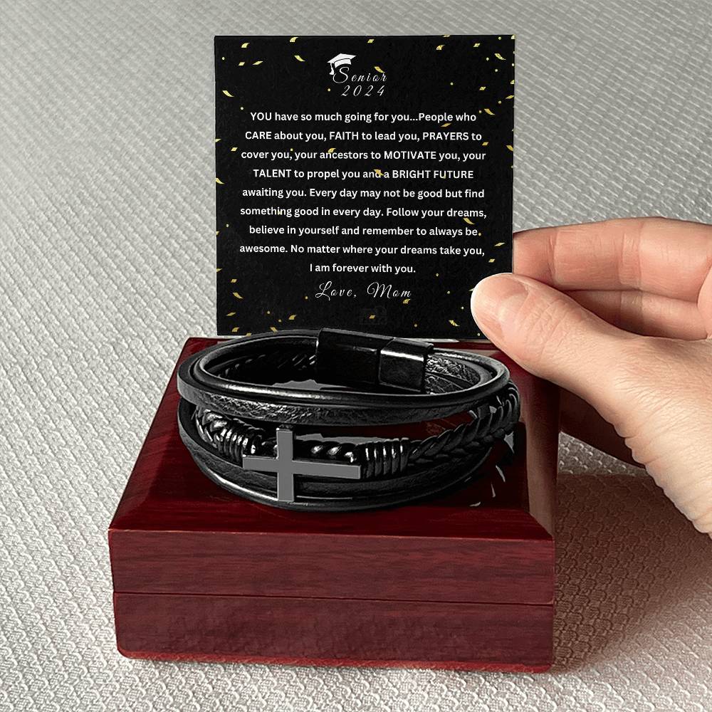 A Man's Cross Bracelet for My Son The Graduate From Mom