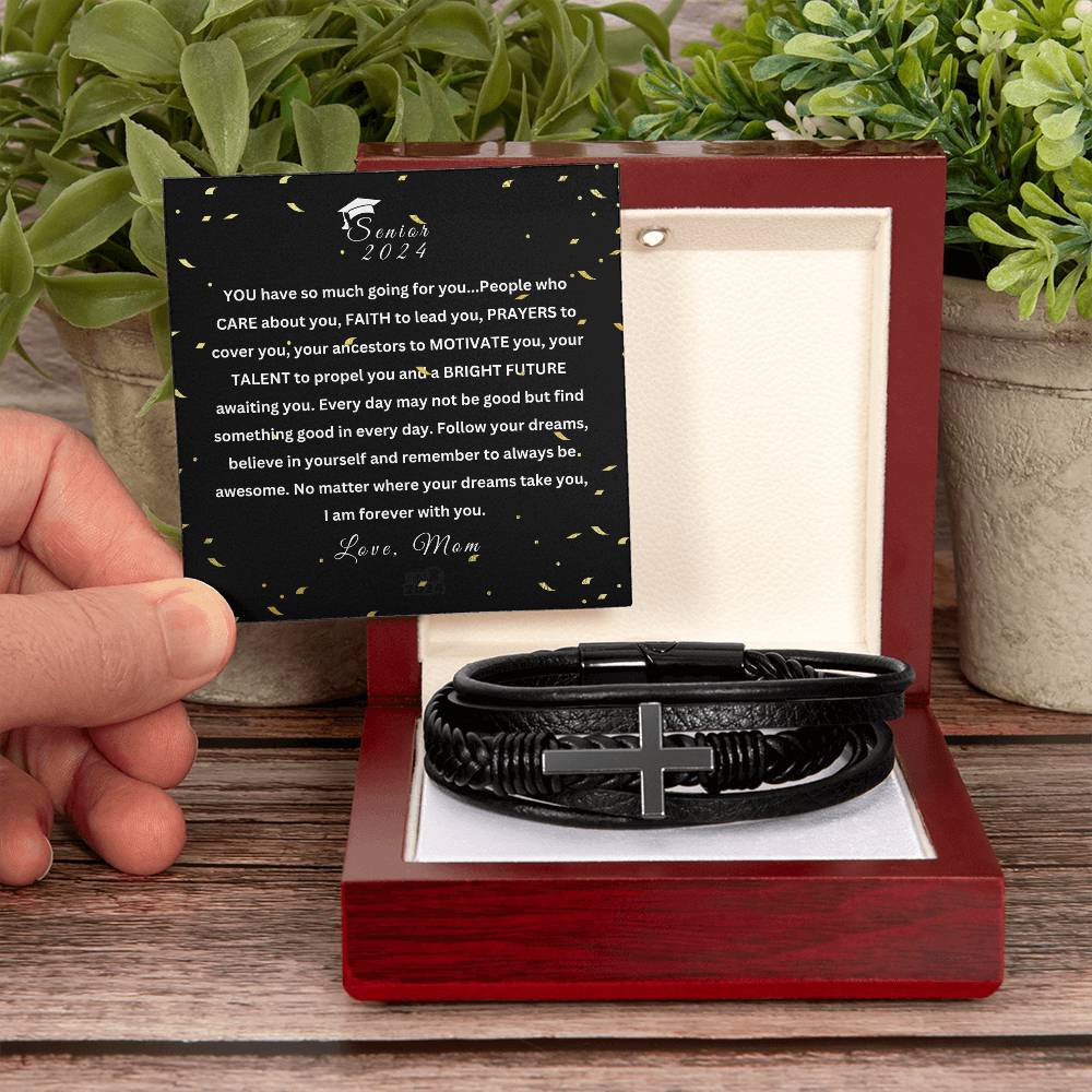 A Man's Cross Bracelet for My Son The Graduate From Mom